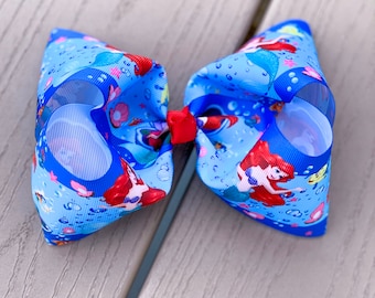 Ariel Hair Bow: Little Mermaid Grosgrain Ribbon Bow