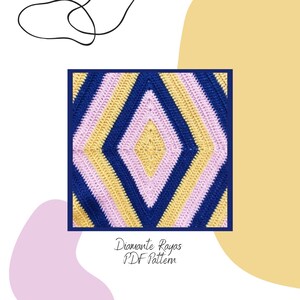 PDF DIGITAL DOWNLOAD:  Sew Hooky Diamante Rayas Blanket Pattern. Throw Pattern, Crochet Pattern.