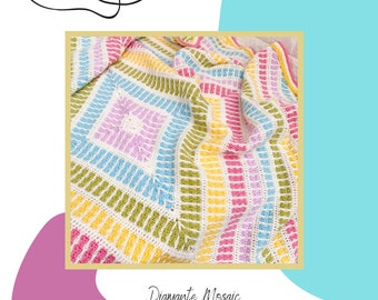 Diamanté Mosaic Blanket Crochet Pattern - PDF Digital Download - Throw / Afghan