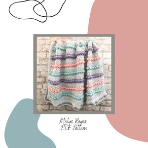 PDF DIGITAL DOWNLOAD - Melys Rayas Crochet Blanket Throw Pattern