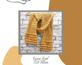 PDF DIGITAL DOWNLOAD “Beezie Scarf” Crochet Pattern