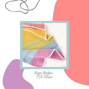 Rayas Rainbow Crochet Blanket Pattern PDF Digital Download (Rainbow Striped Blanket / Throw)