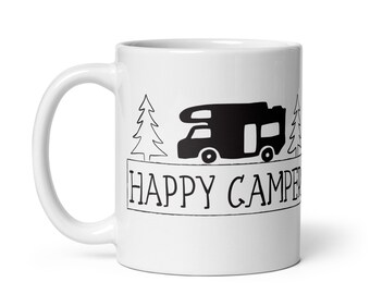 Happy Camper White glossy mug