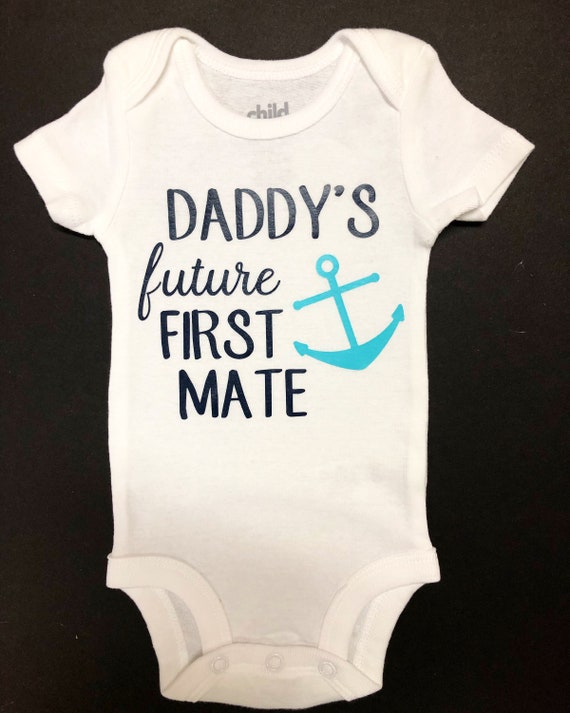 Custom Baby Bodysuit Papas First Mate Sailing Captain Dad Fathers Day Cotton Custom Baby Bodysuit Papas First Mate Sailing Captain Dad Fathers Day Cotton