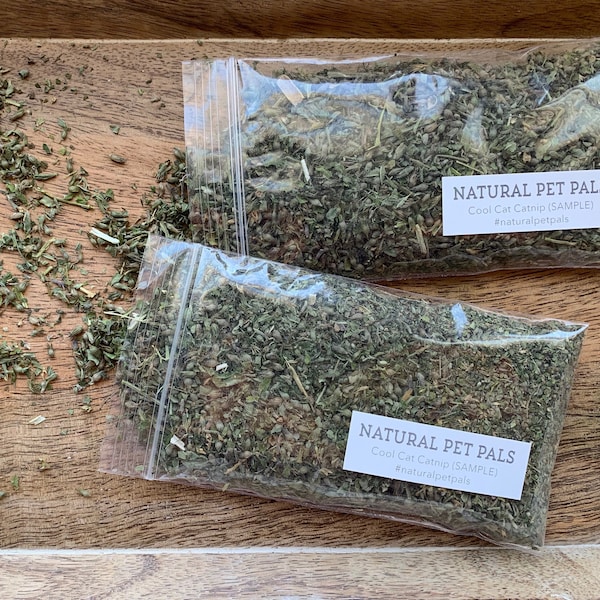 2-SAMPLES |Catnip| Very Potent Catnip | Fresh Catnip| Coarse Cut| Premium Grade| Cat Treat | Natural Petcare| Natural Pet Pals | Handcrafted