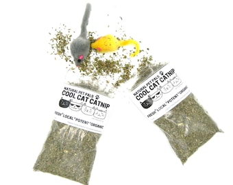 Juego de juguetes de hierba gatera orgánica: bolsa de 56 g + ratones de peluche - Natural Pet Pals