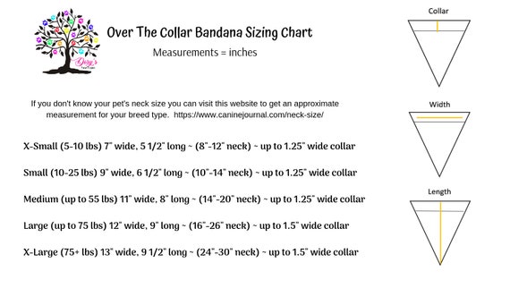 Dog Bandana Size Chart