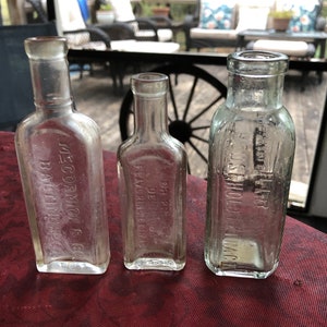 Three Antique Bottles/Embossed/Flavoring Extract Bottles/Collectible Bottles