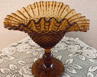 Westmoreland Amber Hobnail Compote