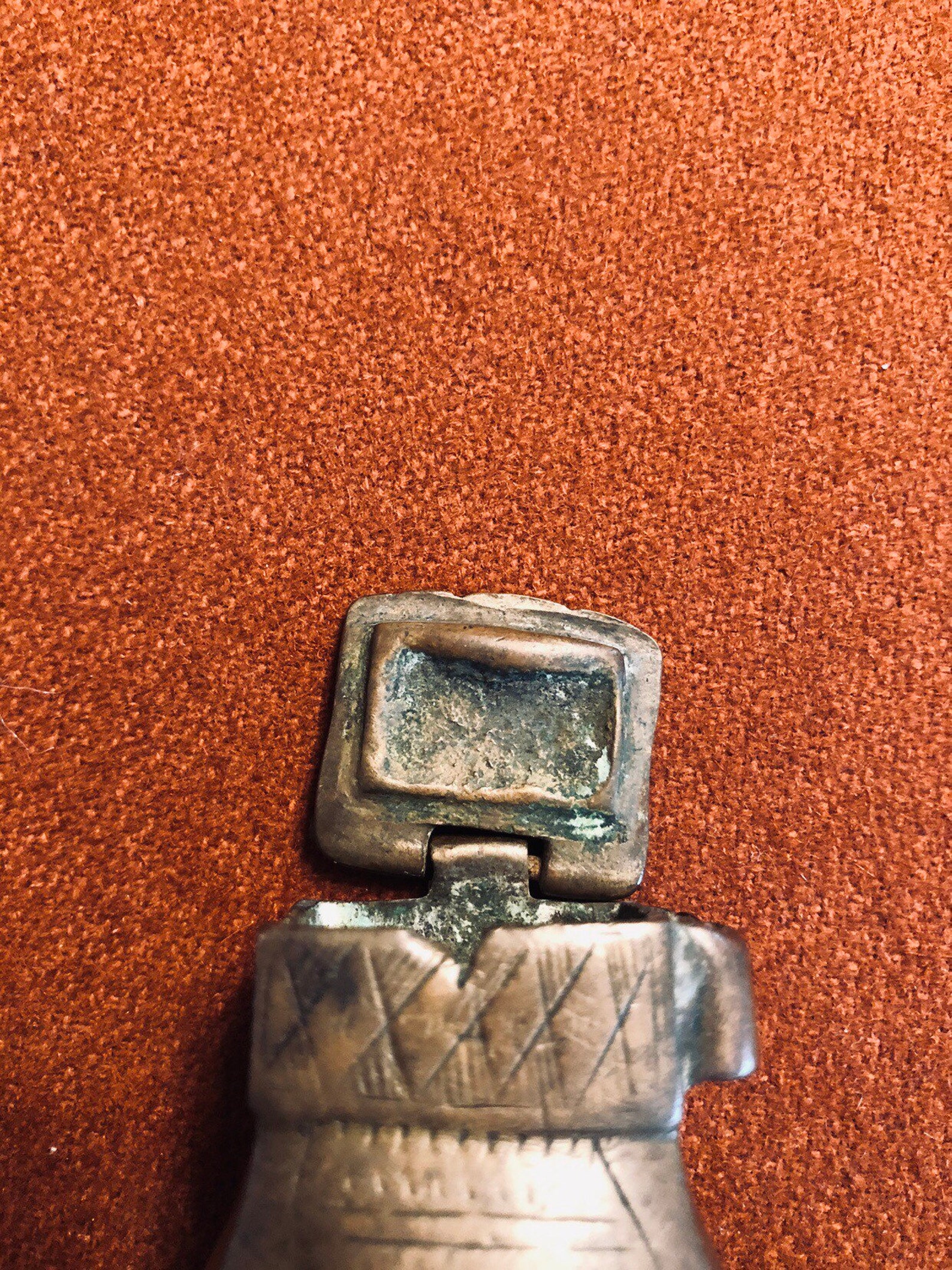 Antique Chinese Ink Pot Brass With Lid/lidded Inkwell Ink Well