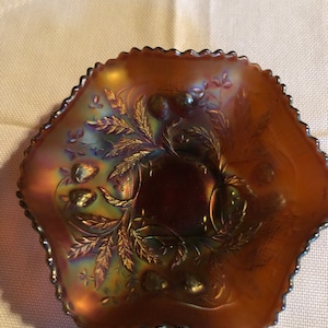 Antique Northwood Amethyst Carnival Glass Bowl