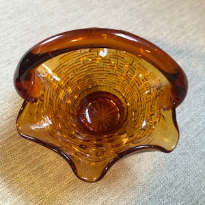 Vintage Fenton Basket Weave/Amber Glass