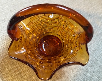 Vintage Fenton Basket Weave/Amber Glass