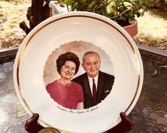 LBJ Präsidenten Schild und Knopf