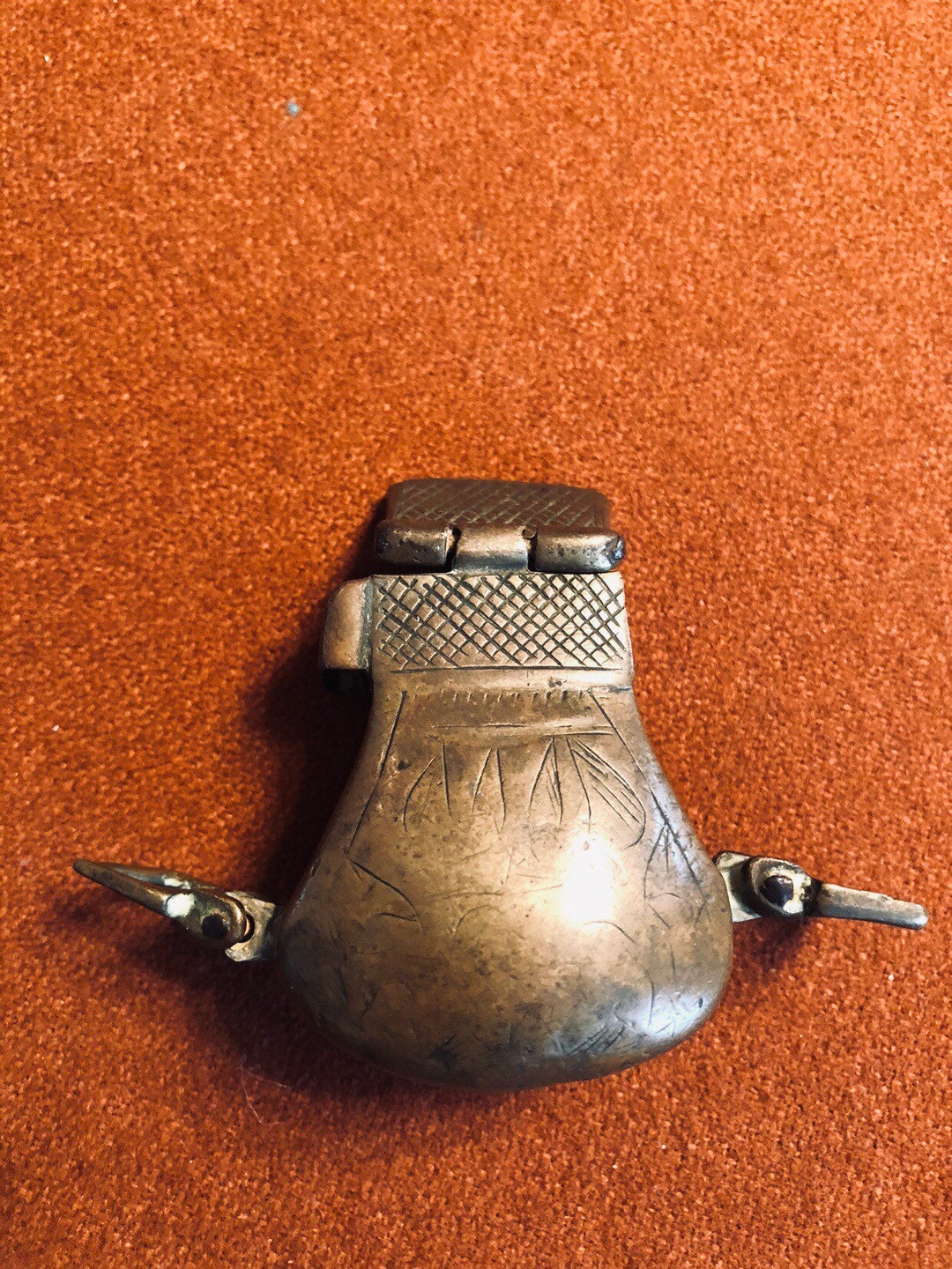 Antique Chinese Ink Pot Brass With Lid/lidded Inkwell Ink Well