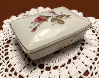 Vintage Glas Kommode/Trinket Box/Floral/Rose