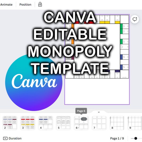 Plantilla de Monopolio CANVA (hágalo usted mismo)