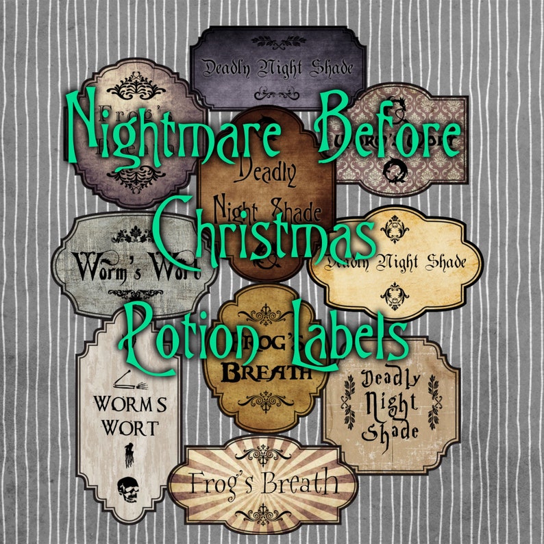 Nightmare Before Christmas Inspired Potion Bottle Labels | Etsy