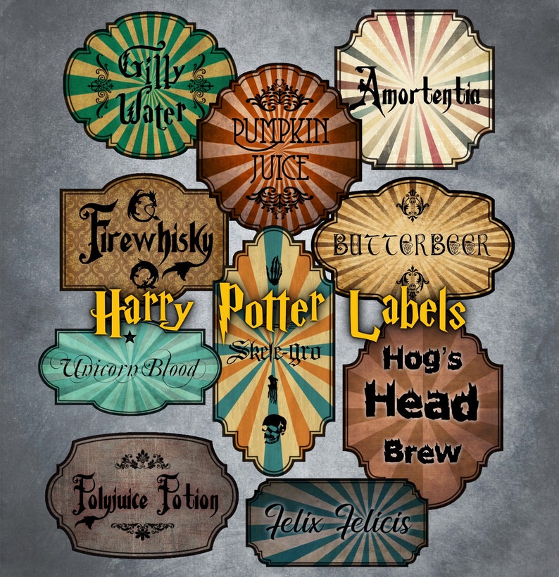 harry potter inspired drink and potion bottle labels instant etsy