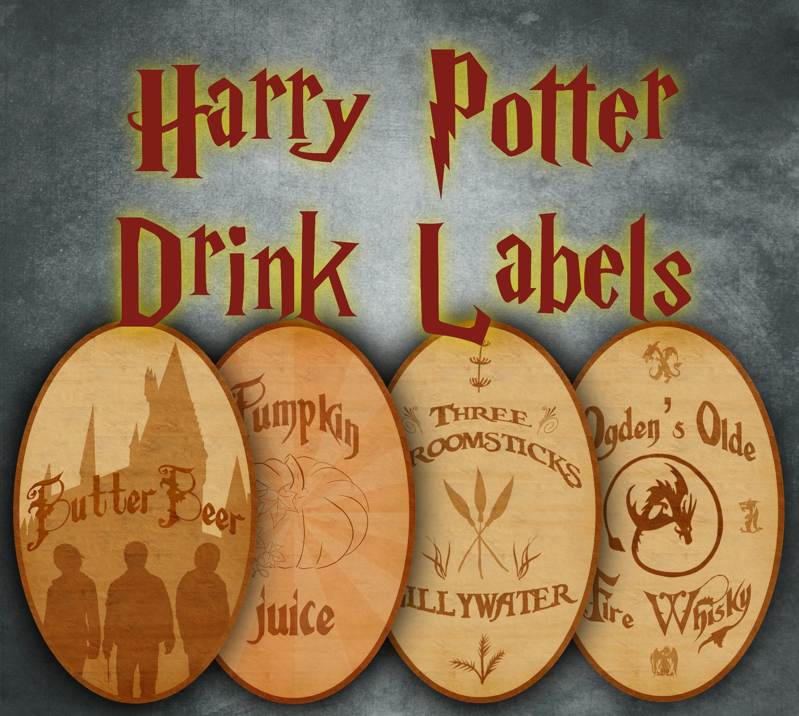 Harry Potter Inspired Butterbeer, Pumpkin Juice, Gillywater & Firewhisk...