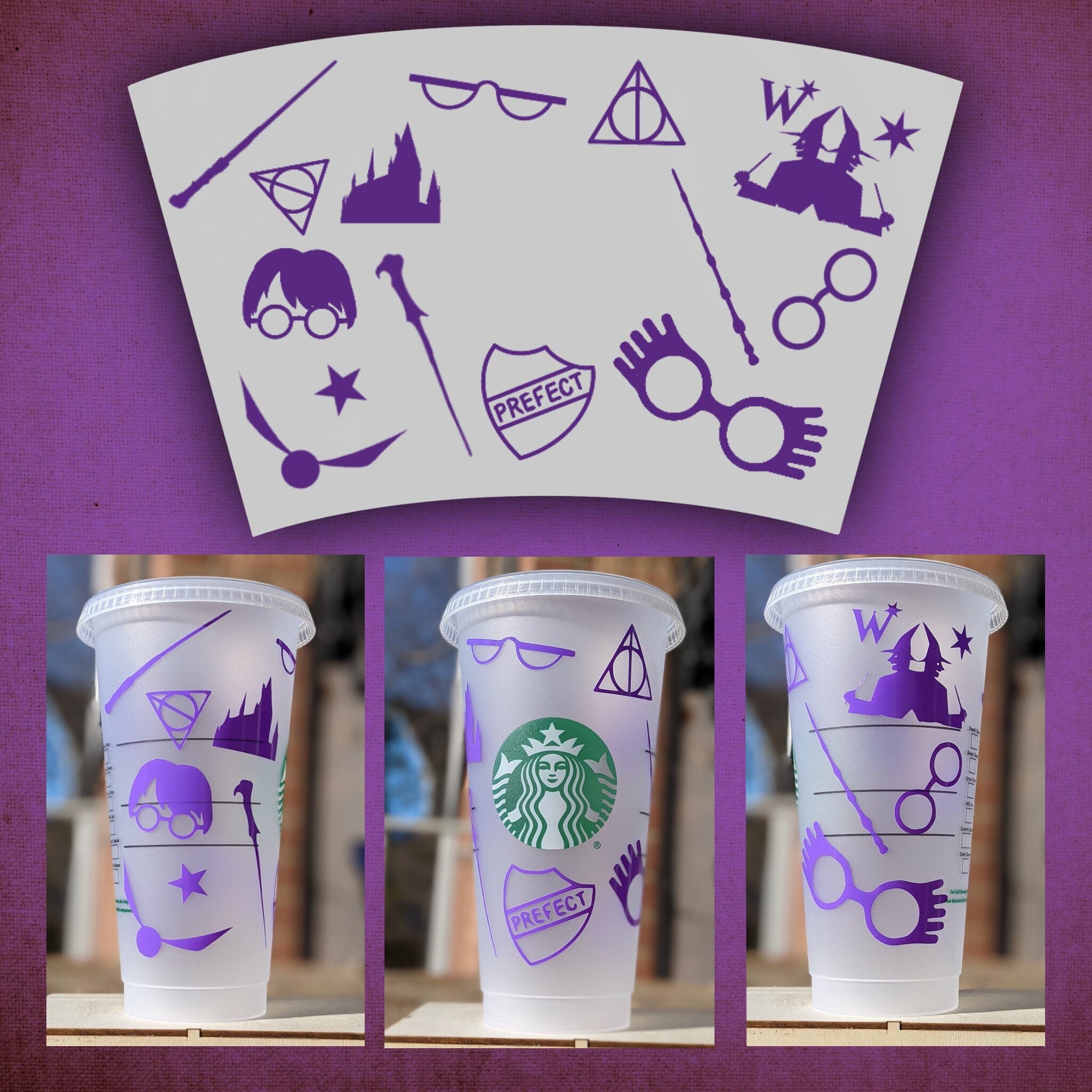 Harry Potter Starbucks cold cup wrap SVG & PNG for Cricut | Etsy
