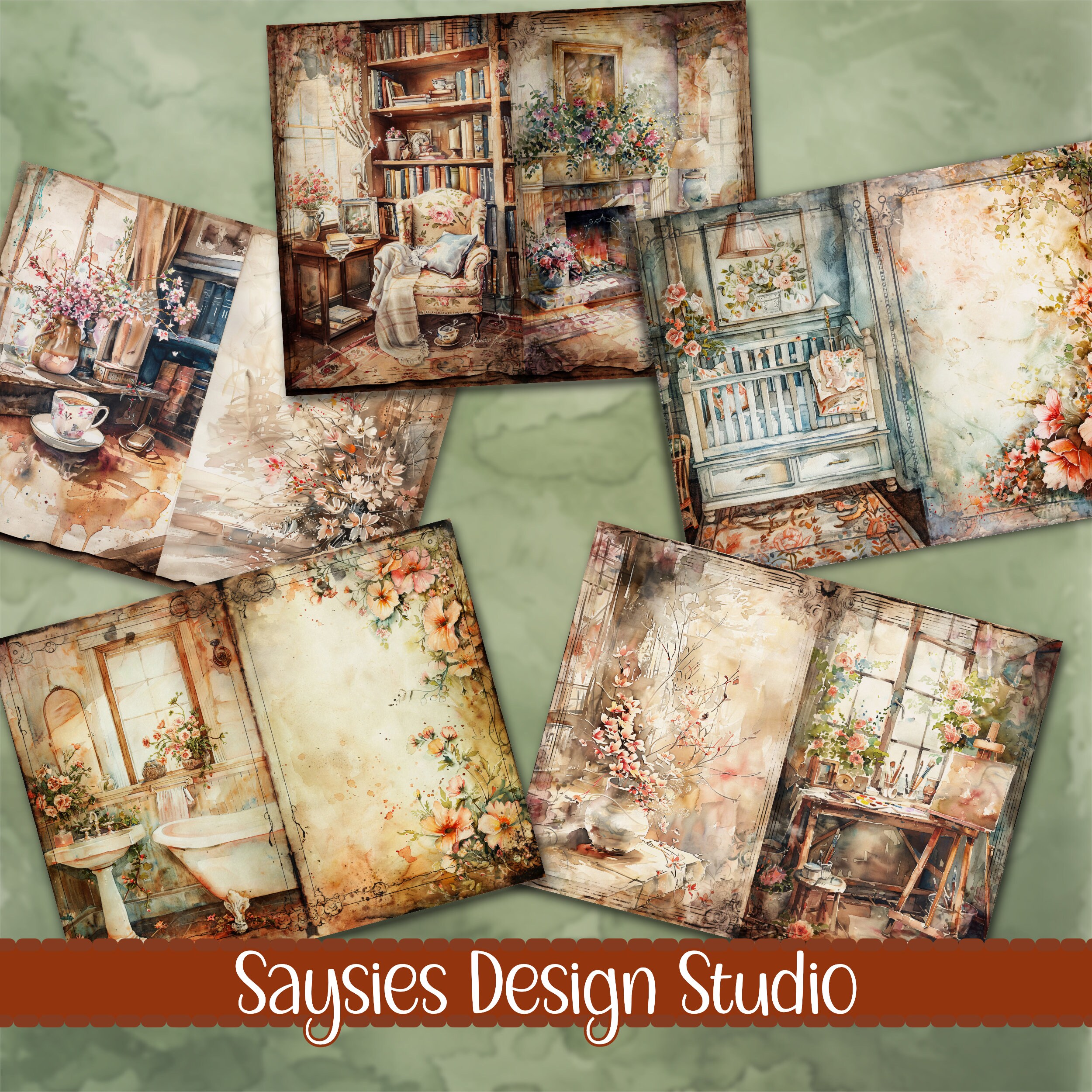 Vintage Cottage Junk Journal Pages: Farmhouse, Shabby Chic (digital ...