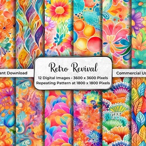 Hippie Junk Journal Pages, Instant Digital Download, Seamless Pattern, Printable, Commercial Use, 70s Digital Papers, Scrapbooking, JPG RR01