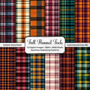 Fall Plaid Seamless Pattern, Seamless File, Autumn Digital Paper, Repeating Backgrounds, Scrapbook, Junk Journal, Commercial Use FP01