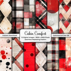 Paquete de papel digital para imprimir sin costuras en rojo y negro, Junk Journal, texturas desgastadas, álbum de recortes, uso comercial, papel tapiz, JPEG CaC01