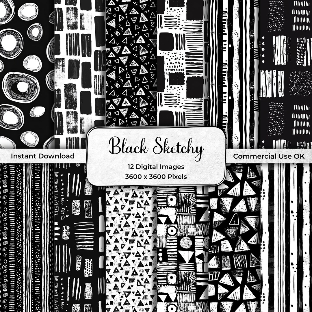 Black White Seamless Printable Repeating Pattern Downloadable Files ...
