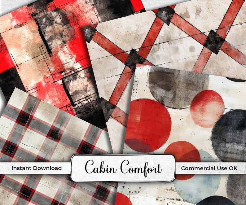 Red and Black Seamless Printable, Digital Paper Pack, Junk Journal ...