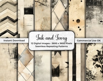 Distressed Background, Grunge Textures, Commercial Use, Digital Paper, Black and Cream, JPG, Vintage Scrapbook Paper, Instant Download IAI01