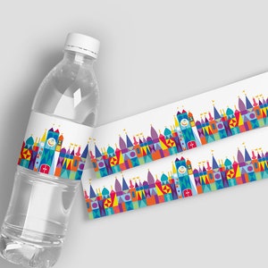 PRINTABLE FILE DOWNLOAD  Its a small world Water Bottle Labels for Party Decorations - Small World Party Decorations - Diy party