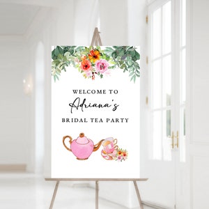 TEA PARTY Personalized Welcome Sign Personalized Tea Party Background  Tea Time Elegant Birthday Party Sign Bridal Shower Baby Shower Sign
