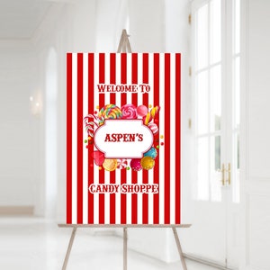 CANDY SHOPPE Welcome Sign - Candy Shop - Sweet Shop - High Tea Party Party Personalized Sign -  Party Decoration Party Decor Lollipop party