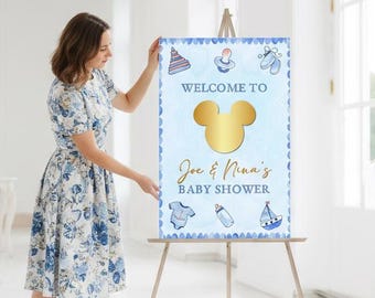Mickey Inspired Baby Shower Welcome Sign – Personalized Party Decor - Digital File or Printed Foam Board