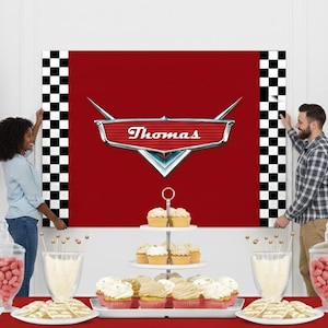 Personalized Cars Birthday Backdrop – Custom Party Banner (Digital or Printed)