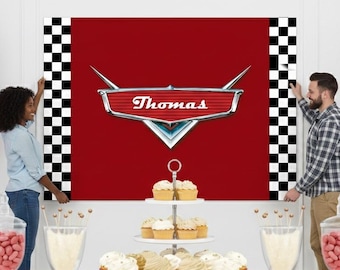 Personalized Cars Birthday Backdrop – Custom Party Banner (Digital or Printed)