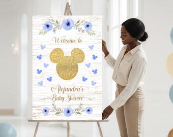 Mickey Inspired Baby Shower Welcome Sign – Personalized Digital File or Printed Foam Board Decor