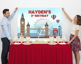 London Birthday Backdrop – British Theme Party Decoration - Digital or Printed