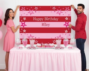 Personalized Doll Birthday Backdrop – Custom Girls Party Background Banner (Digital or Printed)