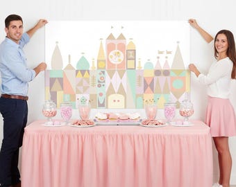 Vintage Small World Inspired Birthday Backdrop – Printed Party Background