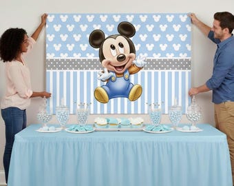 Mouse Birthday Party Backdrop – Baby Shower Decoration (Digital or Printed)