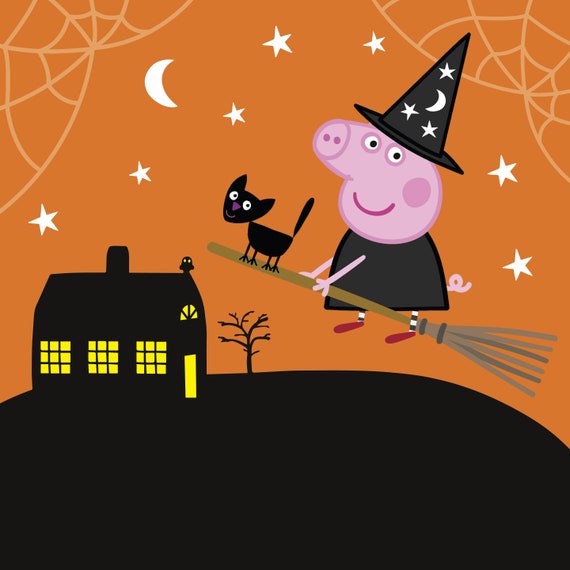 Peppa Pig Halloween Birthday Party Backdrop Peppa Pig Etsy