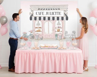Personalized French Patisserie Cafe Bakery Backdrop – Paris Birthday, Bridal Shower - Digital or Printed