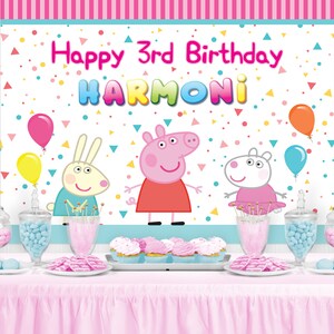 PIG Character Inspired Backdrop - Personalized Birthday Party Backdrop - Party Fairy Banner Party Decoration