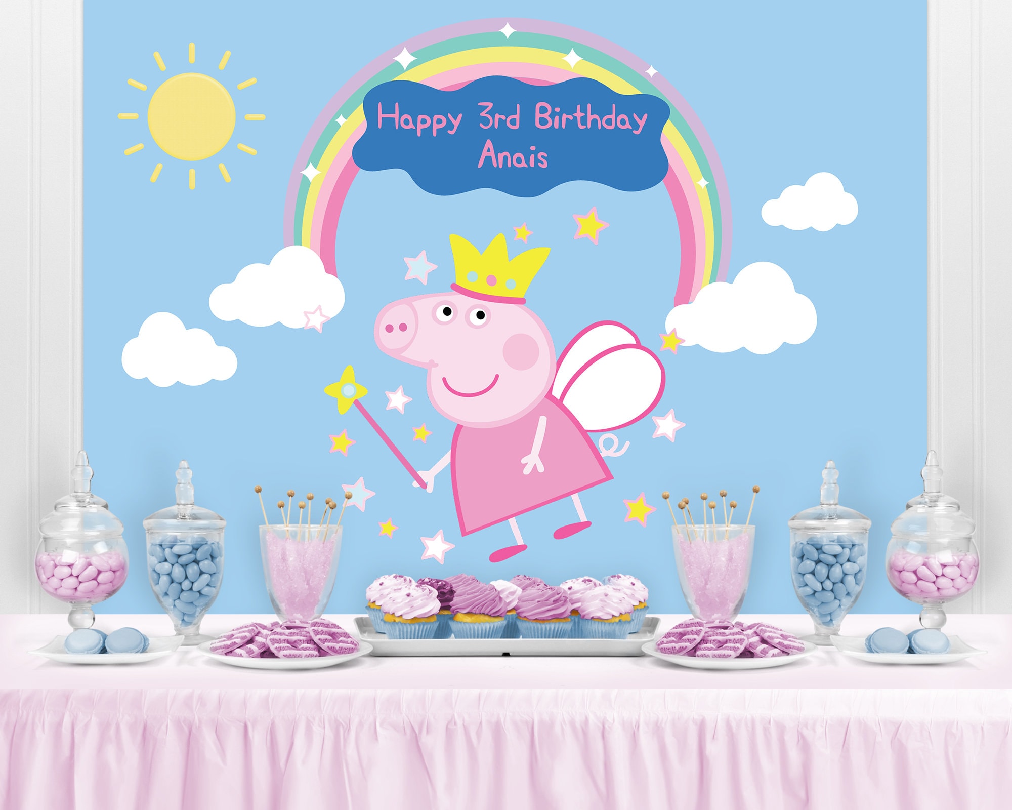 PIG Character Inspired Backdrop Personalized Birthday Party