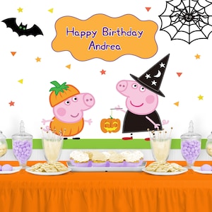 PIG Halloween Birthday Party Backdrop - Pig Inspired Birthday Party Background - Pig Party Banner - Halloween party