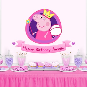 PIG Character Inspired Backdrop - Personalized Birthday Party Backdrop - Party Fairy Banner