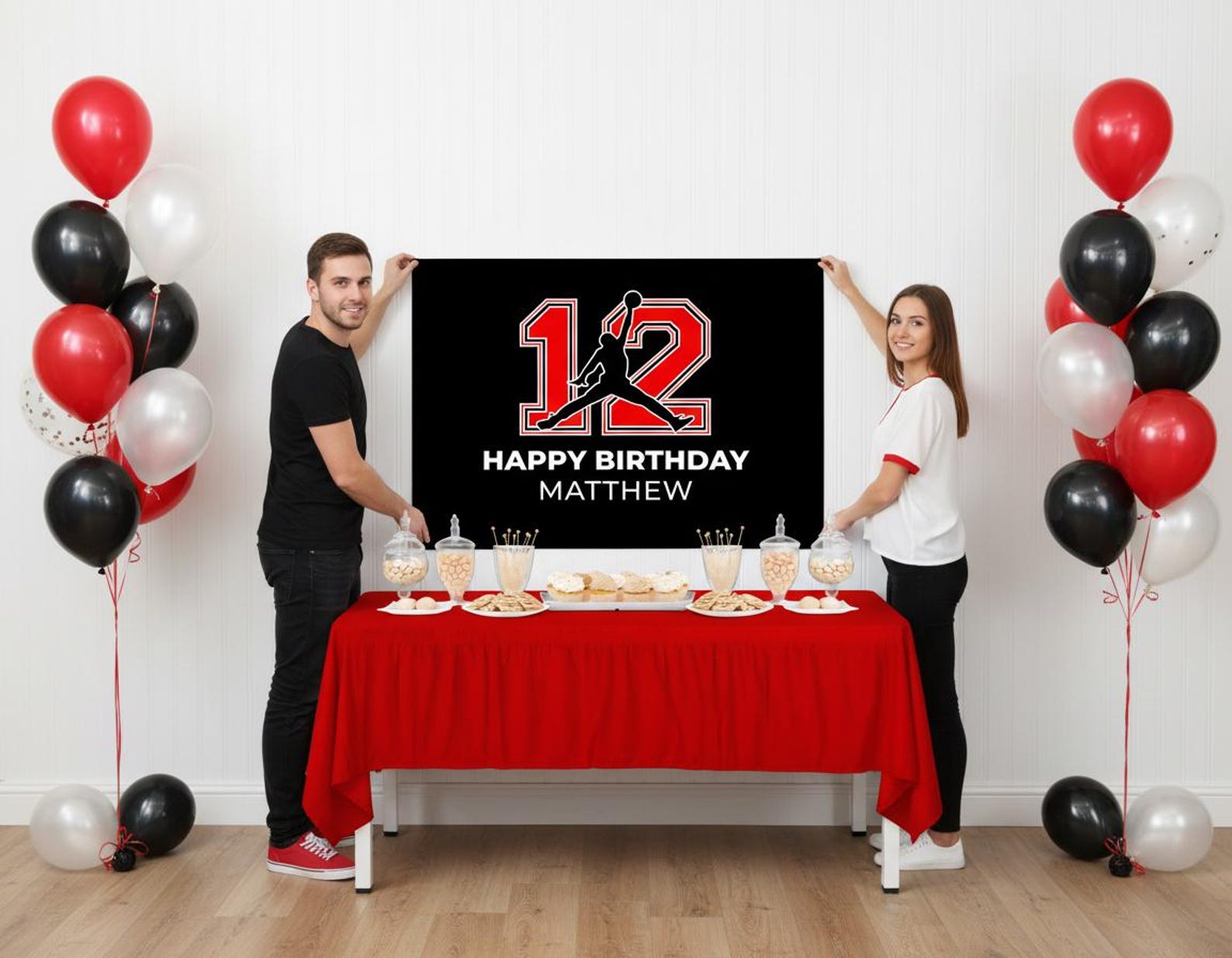 Basketball Birthday Party Backdrop  Personalized Sports Banner Digital or Printed